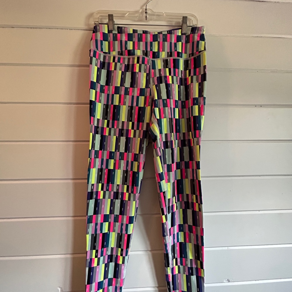 Victoria's Secret Pink and Yellow Leggings with Geometric Pattern